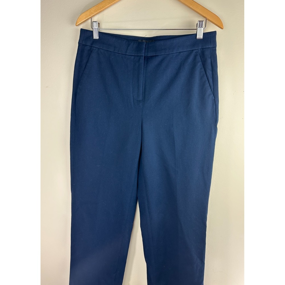 J.Crew Kate Straight-Leg Pant Navy Bi-Stretch Cotton Blend BF401 Womens Size 10 - Picture 3 of 9